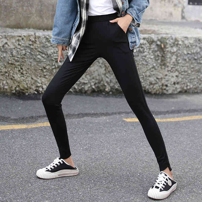Casual Trousers High Waist Slim pencil Black Pants Arrival Nine Pant Womens fashion trousers office lady female 7267 50 210506