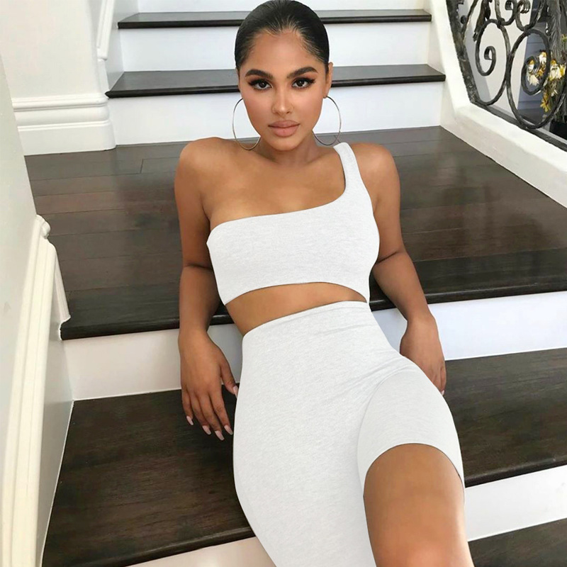 One Shoulder Sleeveless Hollow Out Sexy Bodycon Playsuit Summer Women Fashion Streetwear Jumpsuit Party Club Romper Female 210522