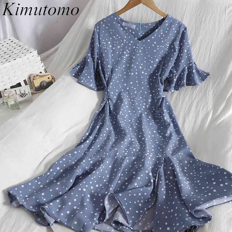 Kimutomo Elegant Split Ruffles Dress Women Dot Print Color Contrast Korean V-neck Flare Sleeve Slim Summer Fashion Vestidos 210521, Red
Kimutomo Elegant Split Ruffles Dress Women Dot Print Color Contrast Korean V-neck Flare Sleeve Slim Summer Fashion Vestidos 210521, Red