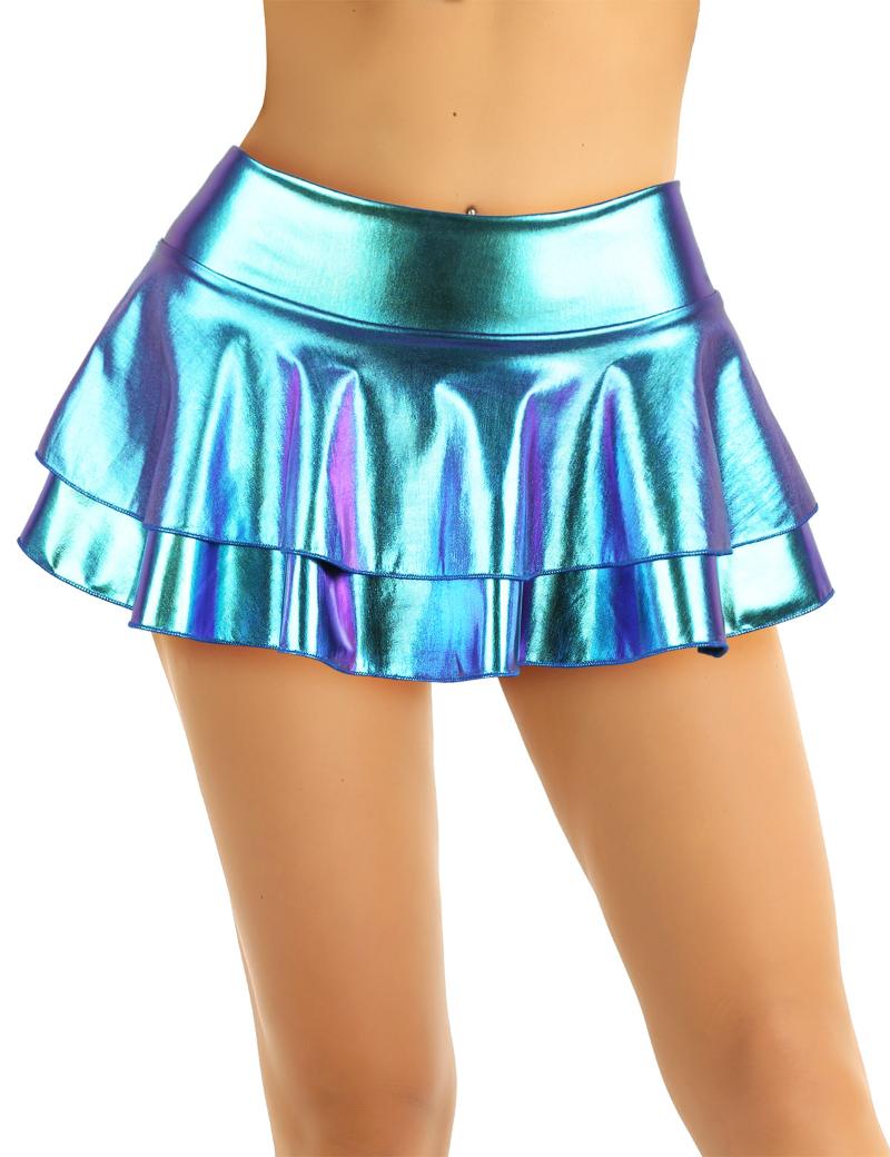 Women's Panties Sexy Womens Holographic Shiny Metallic Low Rise Double Layered Ruffled Mini Skirt For Dance Raves Festivals Club Costumes, Purple
Women's Panties Sexy Womens Holographic Shiny Metallic Low Rise Double Layered Ruffled Mini Skirt For Dance Raves Festivals Club Costumes, Purple