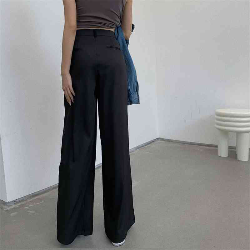 Nomikuma Black Work Wear Suit Pants Korean High Waist Long Women Trousers Autumn New Wide Leg Pants Pantalones Mujer 6C524 210427