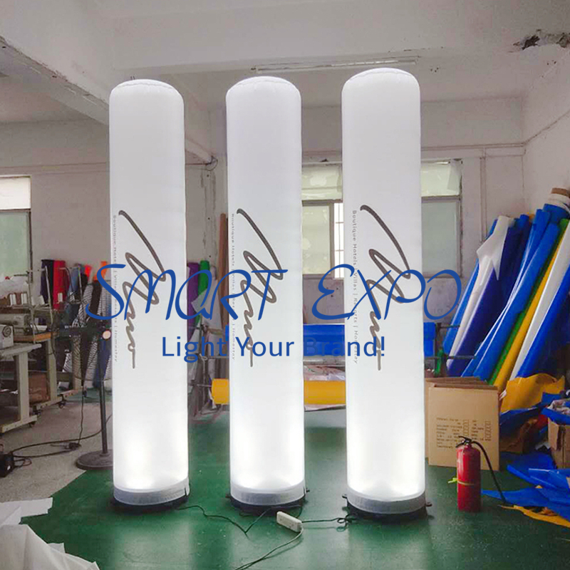 Custom Inflatable LED Advertising Pillar Column Dia0.46*2m with Full Color Printing and Illuminated Base Blower