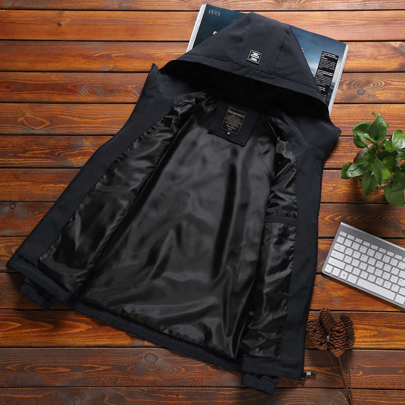 High Quality Men's Zipper Jacket Winter Spring Autumn Casual Solid Hooded Jackets Outwear Slim Fit Plus Size 211110