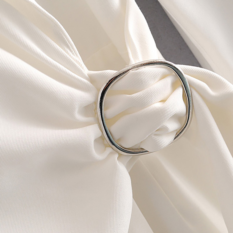 BlazerStyle Playsuit Women Office Wear Long Sleeve White Bodysuit Notched Collar Solid Elegant Short Jumpsuit With Belt 210515