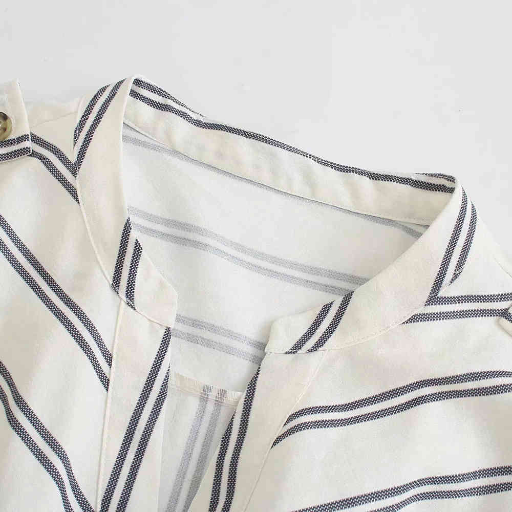 BBWM Summer Women Jumpsuits Fashion Short Sleeve Stripe V-Neck Female Casual Jumpsuits Chic Elastic Waist Women 210520