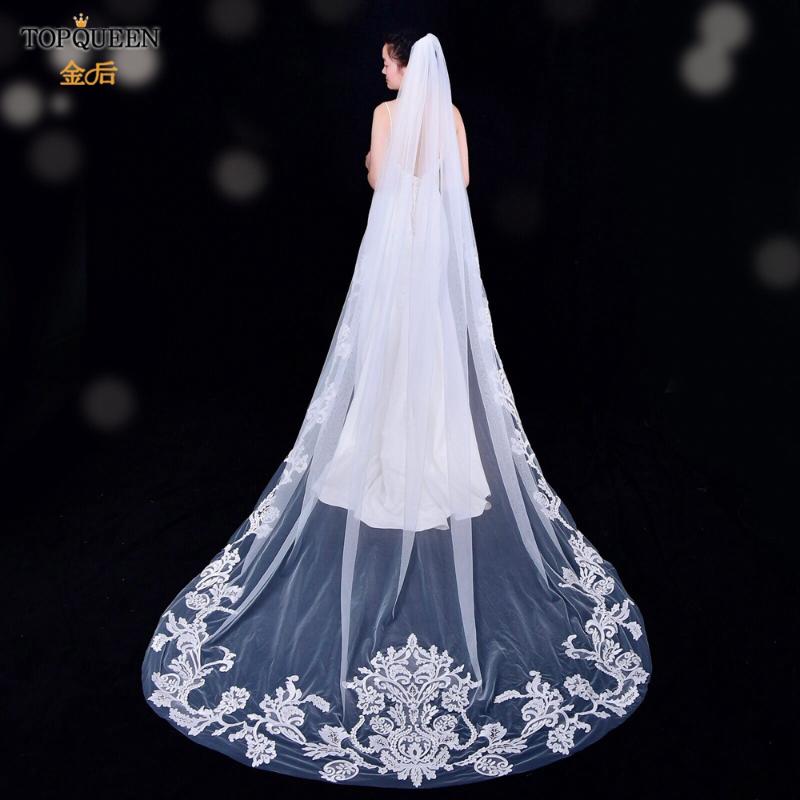 Bridal Veils TOPQUEEN V62 Lace Bride Veil Embroidery Applique Luxury Cathedral Wedding With Comb Drop Trim, Black
Bridal Veils TOPQUEEN V62 Lace Bride Veil Embroidery Applique Luxury Cathedral Wedding With Comb Drop Trim, Black