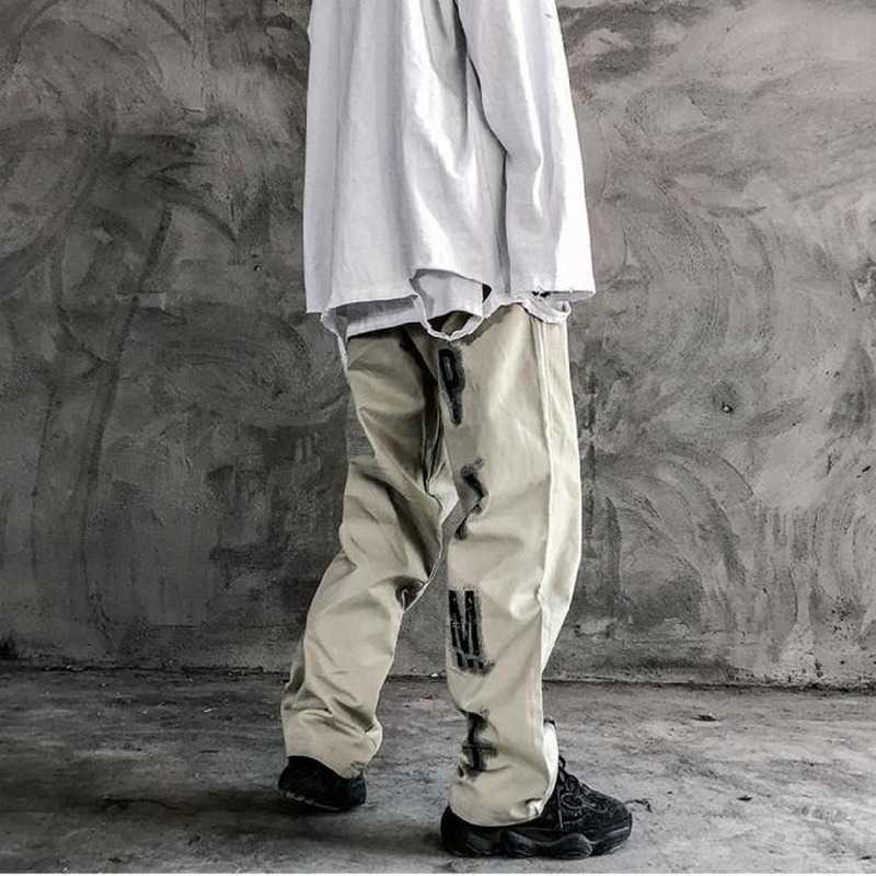 QWEEK Oversized Mall Goth Pants Grunge Aesthetic Punk Wide Leg Pants Women Streetwear Graffiti High Waist Pants Women Trousers 211006