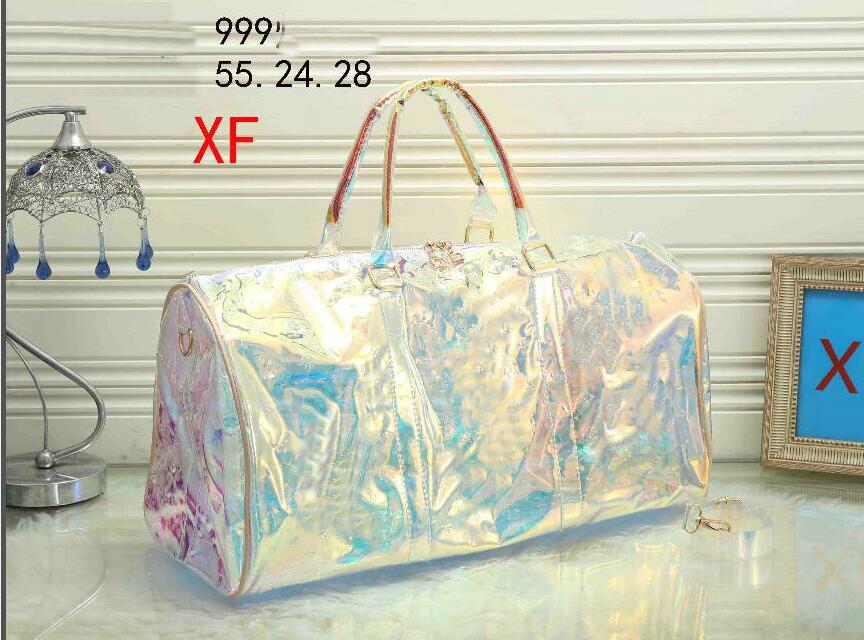 

fashionable fashion tote bags pvc laser colorful prism 50 luggage mens womens travel handbags transparent bag fr5416, Sky blue