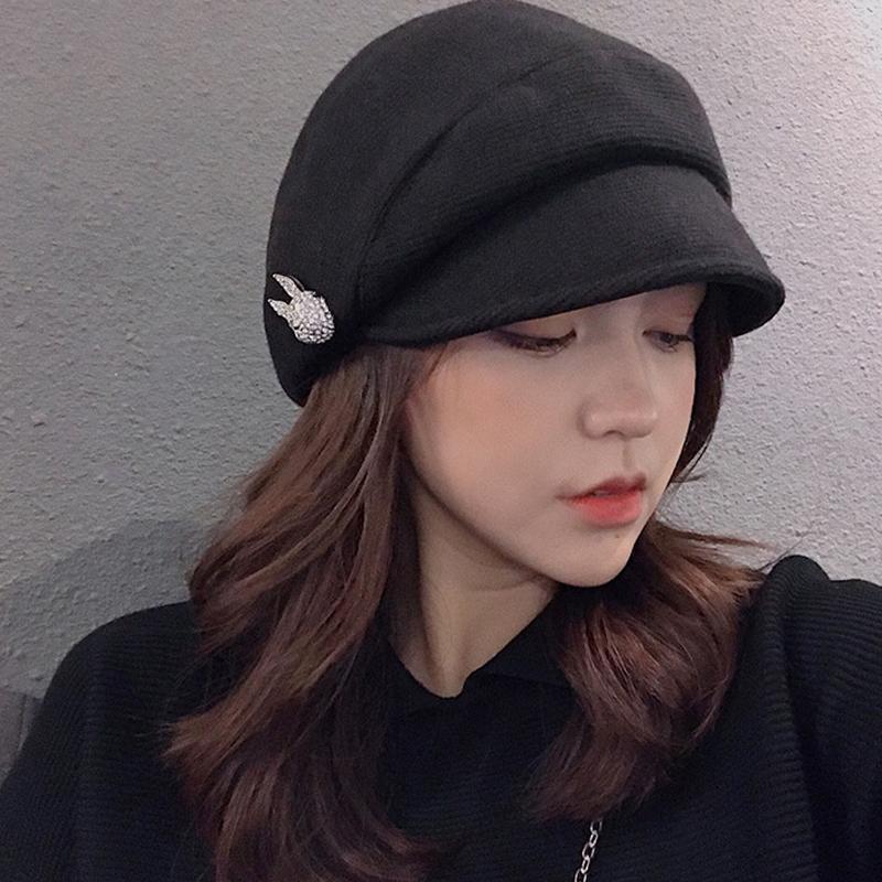 Berets &Dolphin Women Rhinestone Decorated Wool Sboy Hat Ccasual Peaked Cap Korean Warm Winter Windproof Cute Beret, Black 
Berets &Dolphin Women Rhinestone Decorated Wool Sboy Hat Ccasual Peaked Cap Korean Warm Winter Windproof Cute Beret, Black