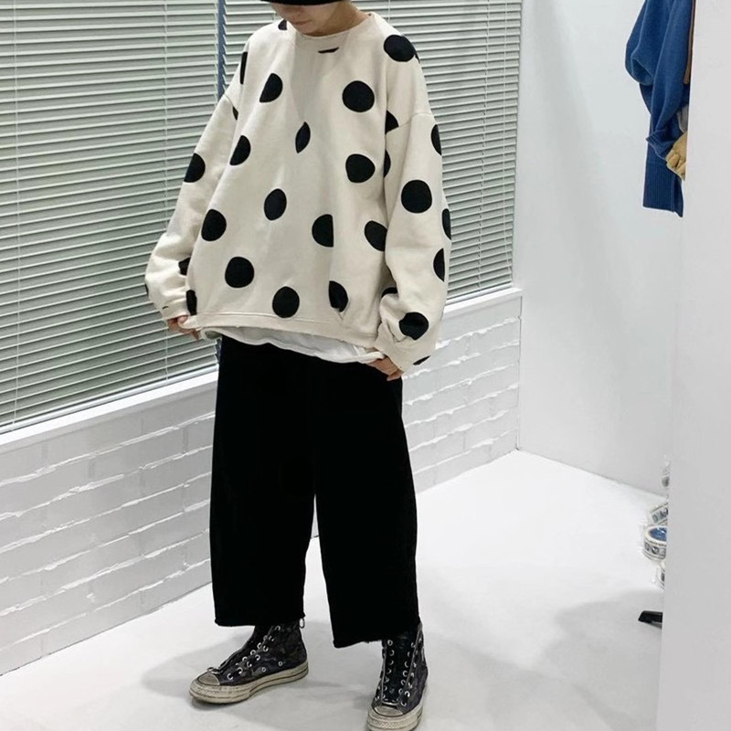 Nomikuma Korean Dot Pullover Sweatshirt Causal O-neck Long Sleeve Women Hoodies Spring New Sweet Pullover Top Jumper 6E719 210427
