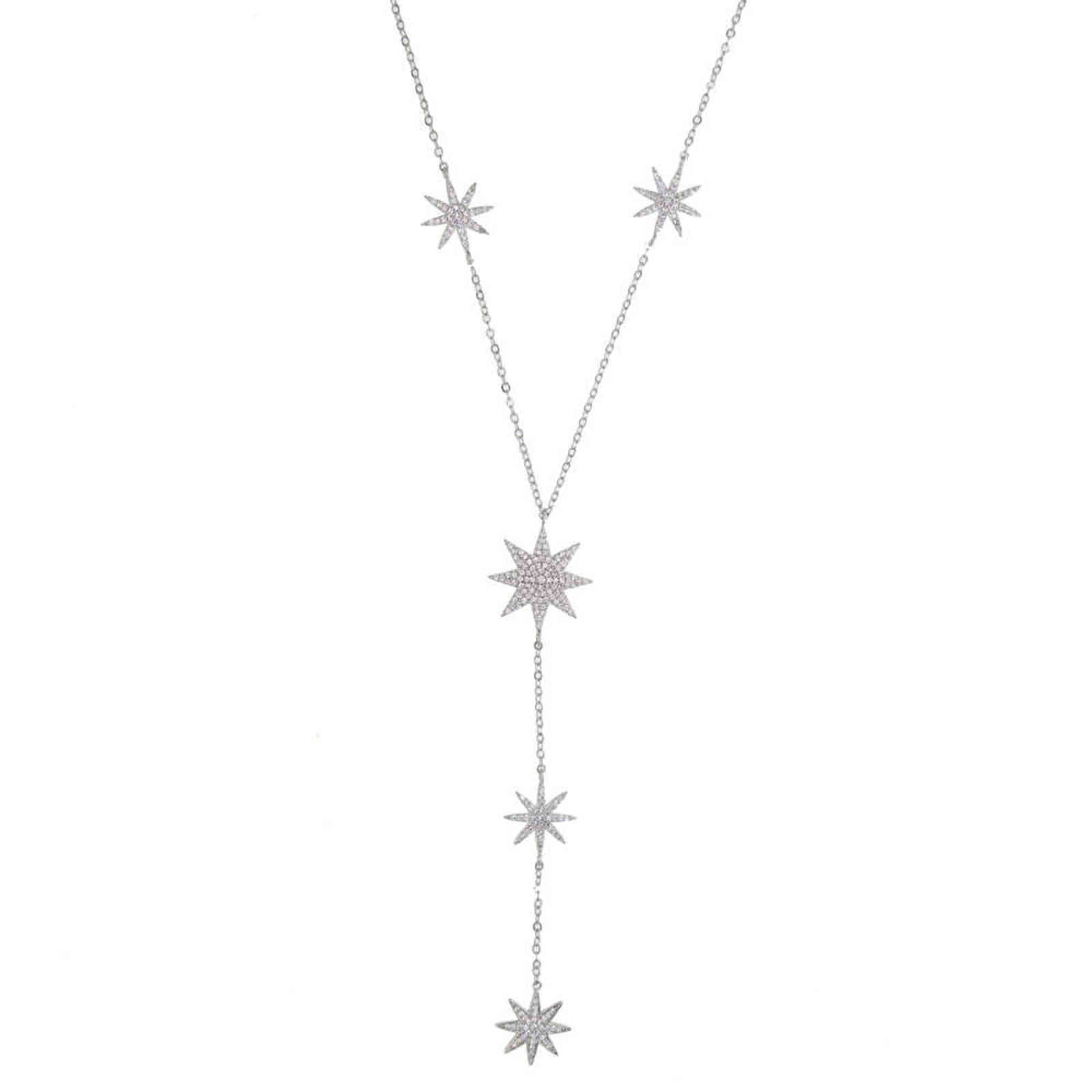style sexy star charm y shape long necklace for women lady tiny chain wedding necklace in gold silver color Y necklace 211123