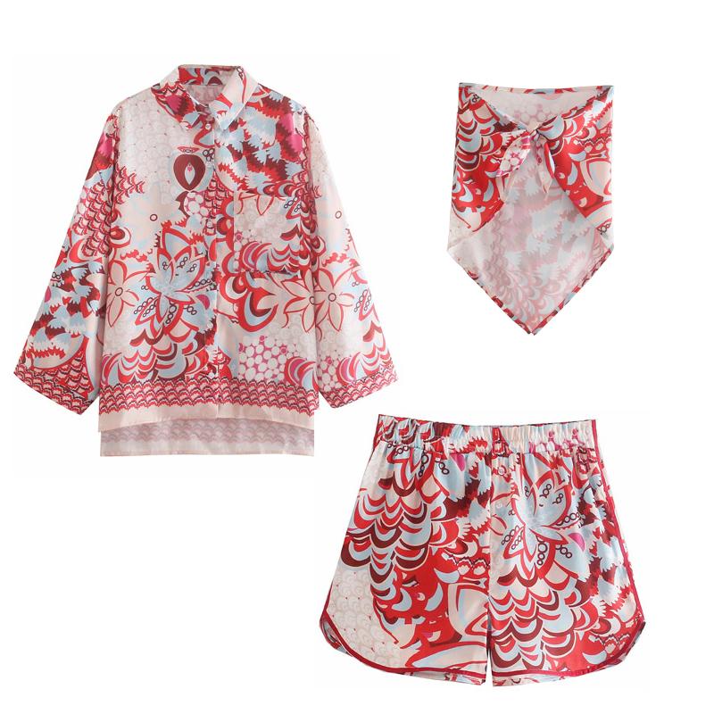 Women's Two Piece Pants Women Summer's Suits Blouse Shirt + Wide Leg High Waist Fashion Female Srousers Sets 2 Pieces Loose Clothing