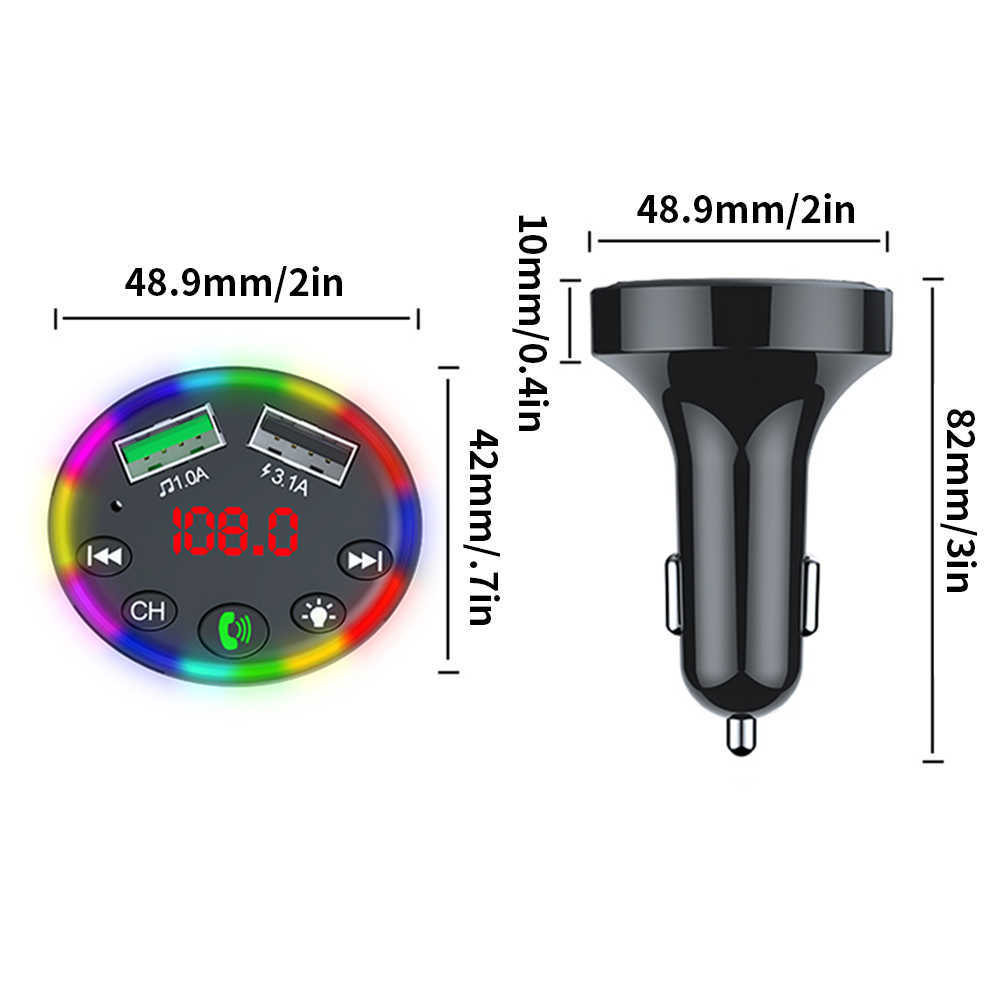 2025 new 2025 new 2025 new Bluetooth FM Transmitter 7 Colors LED Backlit Car Radio Free MP3 Music Player Atmosphere Light Audio Receiver USB