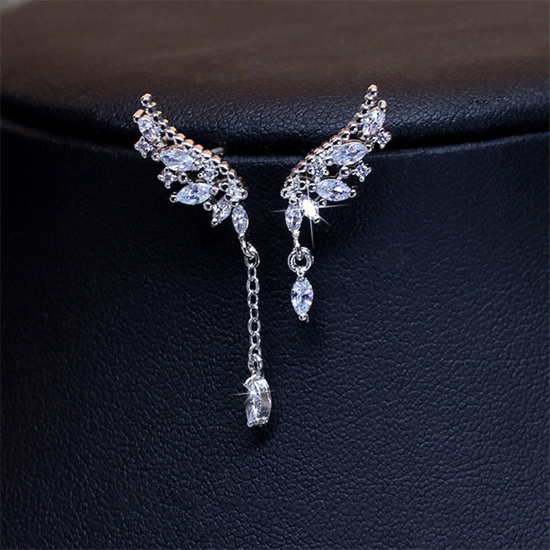 925 Sterling Sier symmetric Crystl Wings Erring Long Chin boucle doreille Drop Errings for Women Jewelry EH1137, Silver
925 Sterling Sier symmetric Crystl Wings Erring Long Chin boucle doreille Drop Errings for Women Jewelry EH1137, Silver