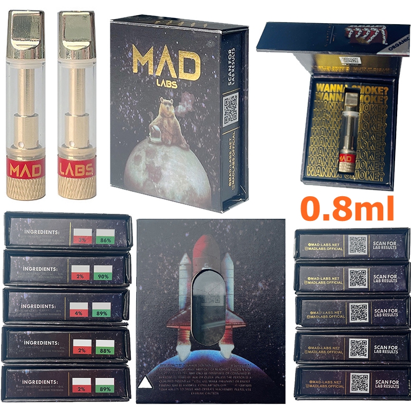 MAD LABS Vape Cartridges Packaging Atomizer 0.8ml Ceramic Glass Thick Oil Dab Pen Wax Vaporizer Carts E Cigarettes 510 Thread Empty Newest
MAD LABS Vape Cartridges Packaging Atomizer 0.8ml Ceramic Glass Thick Oil Dab Pen Wax Vaporizer Carts E Cigarettes 510 Thread Empty Newest