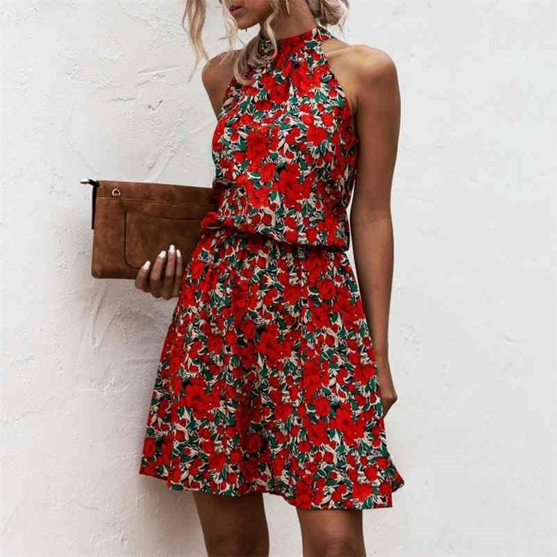 Summer Sexy Halter Lace Up Floral Print mini Dress vintage short sleeveless dress beach Casual party Dress for Women 210719, Red
Summer Sexy Halter Lace Up Floral Print mini Dress vintage short sleeveless dress beach Casual party Dress for Women 210719, Red