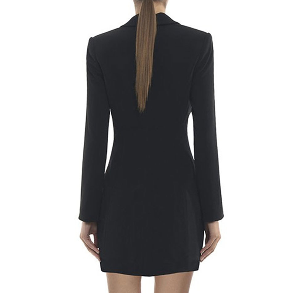 Free Autumn Women's Suit Mini Dress Sexy Deep V Lapel Long Sleeve Single Breasted Elegant Bodycon Party 210524