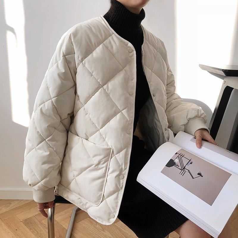 Womens Casual Coat Female Cotton-Padded Quilted Parka Jacket Down Cotton Padded Winter Coat Outwear Spring Autumn Winter 210830