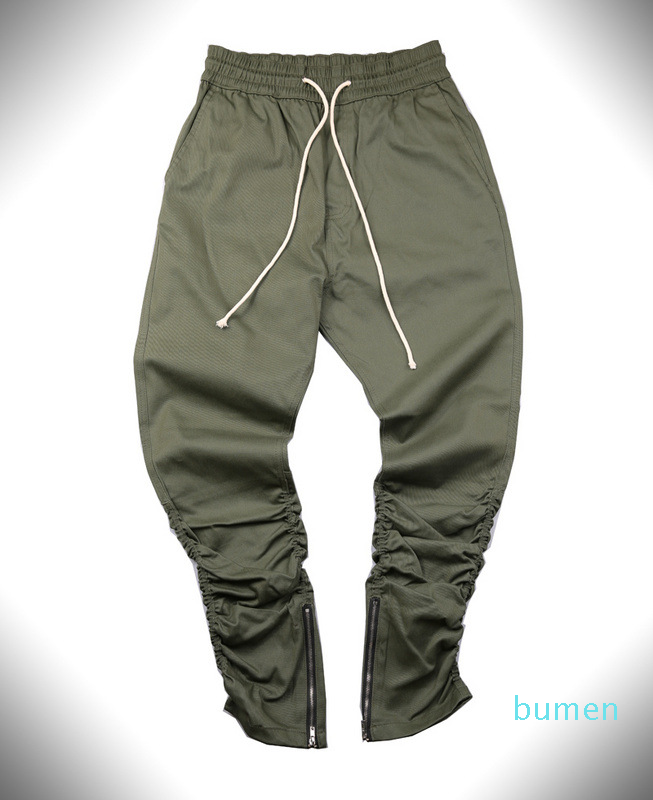 2021 -Khaki/Black/Green Korean Hip Hop Fashion Pants With Zippers Factory Connection Mens Urban Clothing Joggers Pants