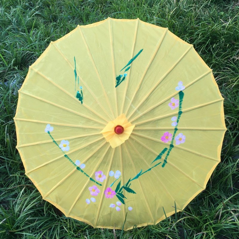 2021 100pcs/lot hand-painted flower design 12colors Chinese art umbrella bamboo frame silk parasol for bride & bridemaide