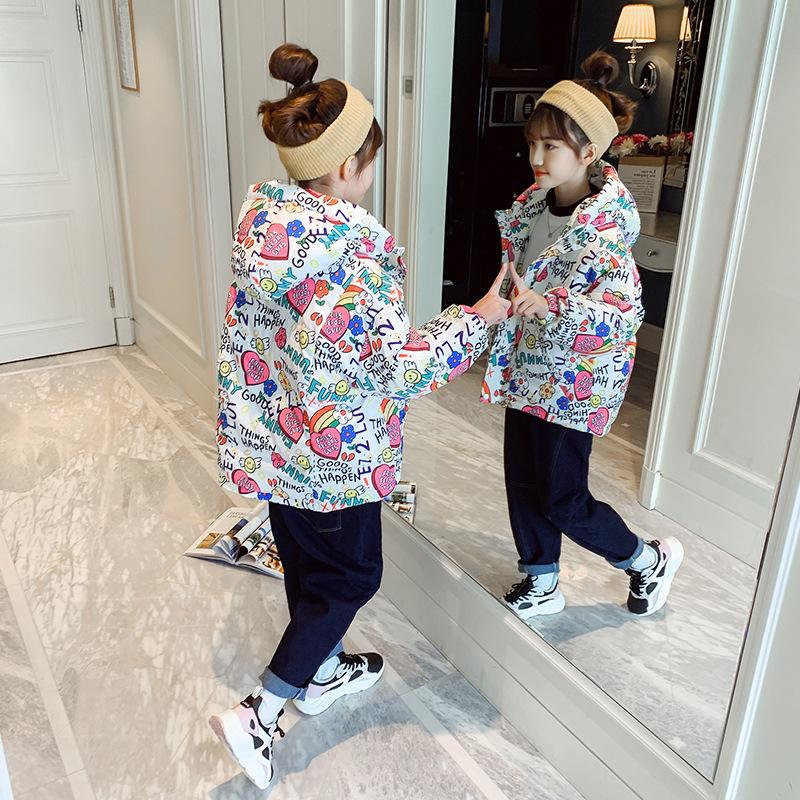 Down Coat Winter Thick Warm Children Cotton-padded Jacket Kids Girls Cartoon Printing Short Wadded Outerwear Teenage Graffiti, Blue;gray
Down Coat Winter Thick Warm Children Cotton-padded Jacket Kids Girls Cartoon Printing Short Wadded Outerwear Teenage Graffiti, Blue;gray