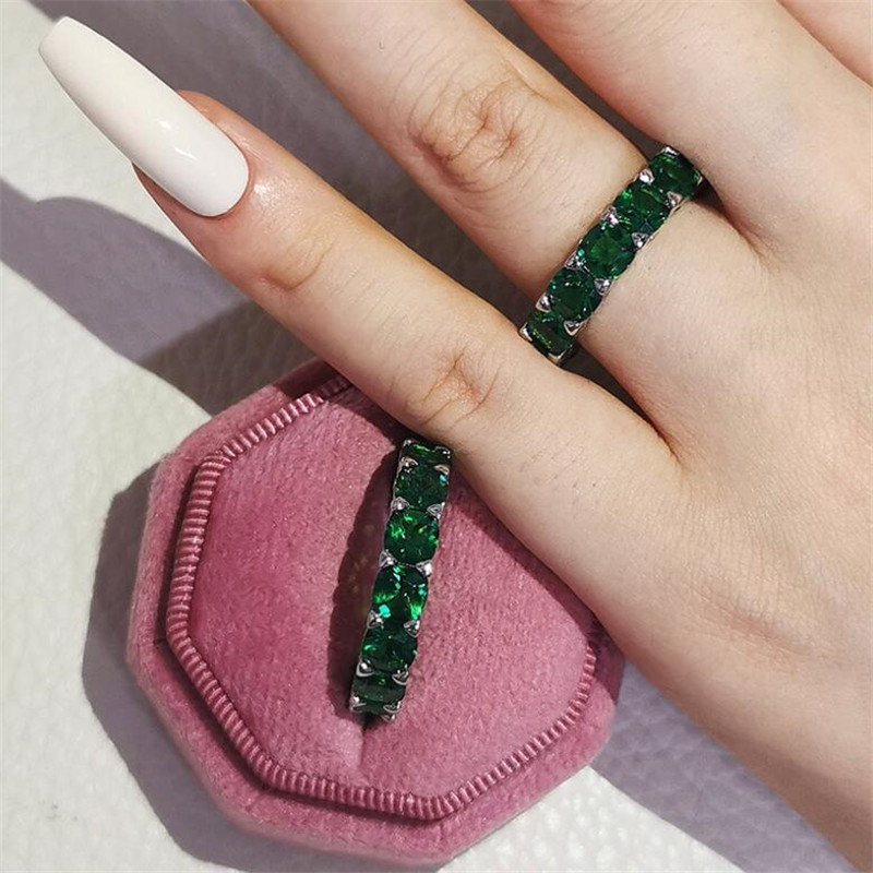 2022 Ins Top Sell Wedding Rings Simple Fashion Jewelry 925 Sterling Silver Cushion Shape Multi Color 5A Cubic Zircon CZ Diamond Promise Women Eternity