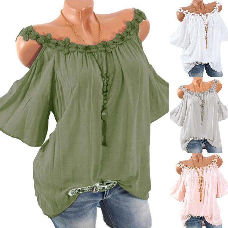 Women's T-Shirt Plus Size S-5XL Solid Color Fashion Women Shirt Clothing Casual Sling Cold Shoulder Short Sleeve Crochet Flower Blouse, White
Women's T-Shirt Plus Size S-5XL Solid Color Fashion Women Shirt Clothing Casual Sling Cold Shoulder Short Sleeve Crochet Flower Blouse, White
