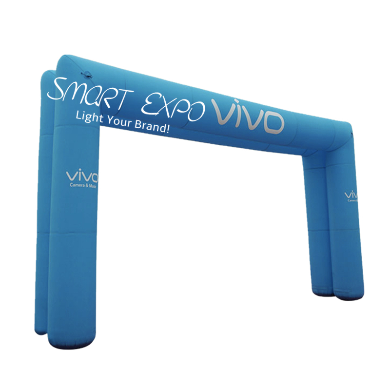 Inflatable Racing Archway Dual Square Combined Set 0.8xW8xH4m with Full Color Printing and Blower