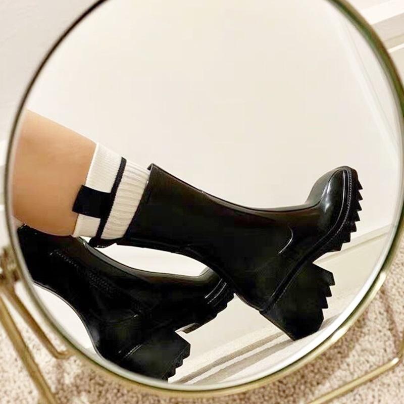Boots Brand Comfortable Soft Rubber Rain Ladies Fashion Ankle Autumn Summer Female High Heel Party Runway Shoes Pump