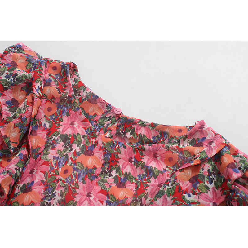 Elegant Ral Chiffon | Long Sleeve Round Neck Slim Fit Hip Women's Summer Dress