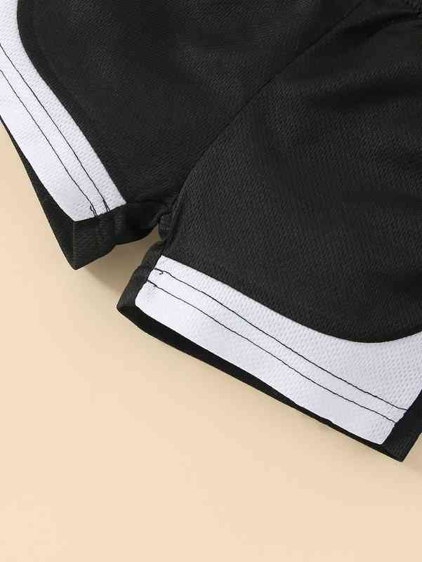 Baby Letter Graphic Two Tone Contrast Binding Tank Top & Shorts SHE
