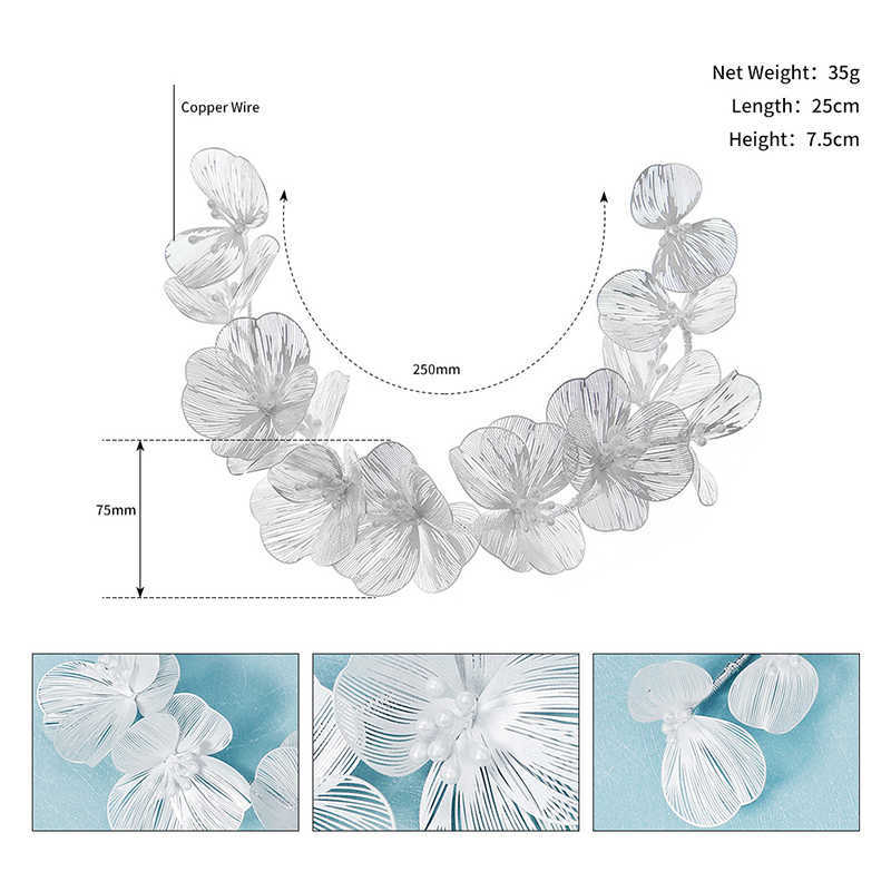 Miallo Bridal Wedding Headband Flower Pearl Hair Accessories for Women Jewelry Party Bride Headpiece Bridesmaid Gift 210707