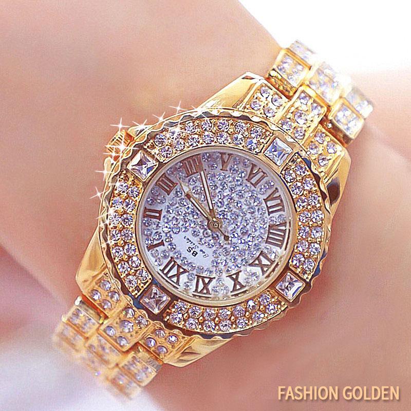 Wristwatches BS Gold Diamond Women Watches Elegant Ladies Quartz Watch Top Crystal Female Montre Femme Gift For Girls 2021
Wristwatches BS Gold Diamond Women Watches Elegant Ladies Quartz Watch Top Crystal Female Montre Femme Gift For Girls 2021