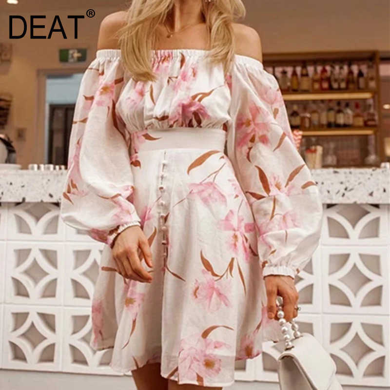 DEAT Spring Arrivals Printing Long Sleeve Slash Collar High Wasit A-line Sweet Style Temperament Derss MZ258 210709, White
DEAT Spring Arrivals Printing Long Sleeve Slash Collar High Wasit A-line Sweet Style Temperament Derss MZ258 210709, White