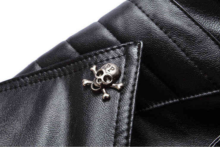 Men Leather Jacket PU Clothing Boutique Punk Leather Jacket Men Skull Motorcycle Leather Jacket Multi Zippers Slim Fit M-5XL 211111