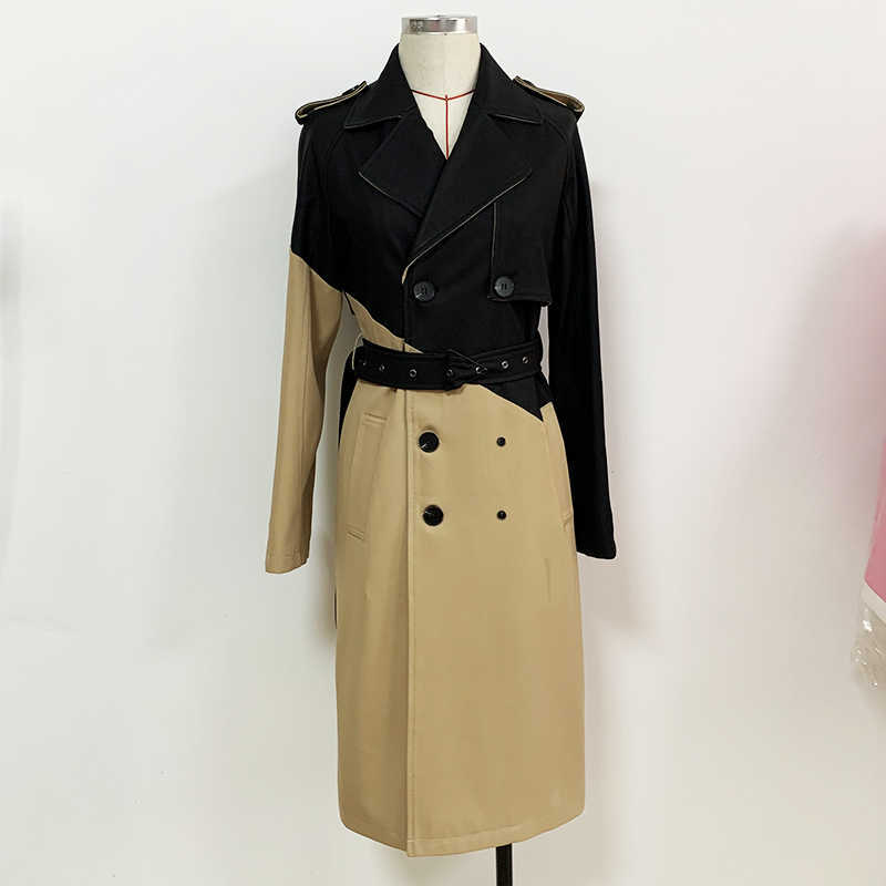 HIGH QUALITY Fall Winter Designer Trench Coat Women's Leather Patchwork Wind Breaker 210526, Beige
HIGH QUALITY Fall Winter Designer Trench Coat Women's Leather Patchwork Wind Breaker 210526, Beige