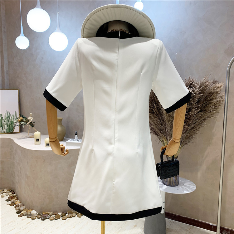 Summer Dresses Women Vintage Big Bow Hit Color High Waist Single Breasted Casual Slim Mini 210519