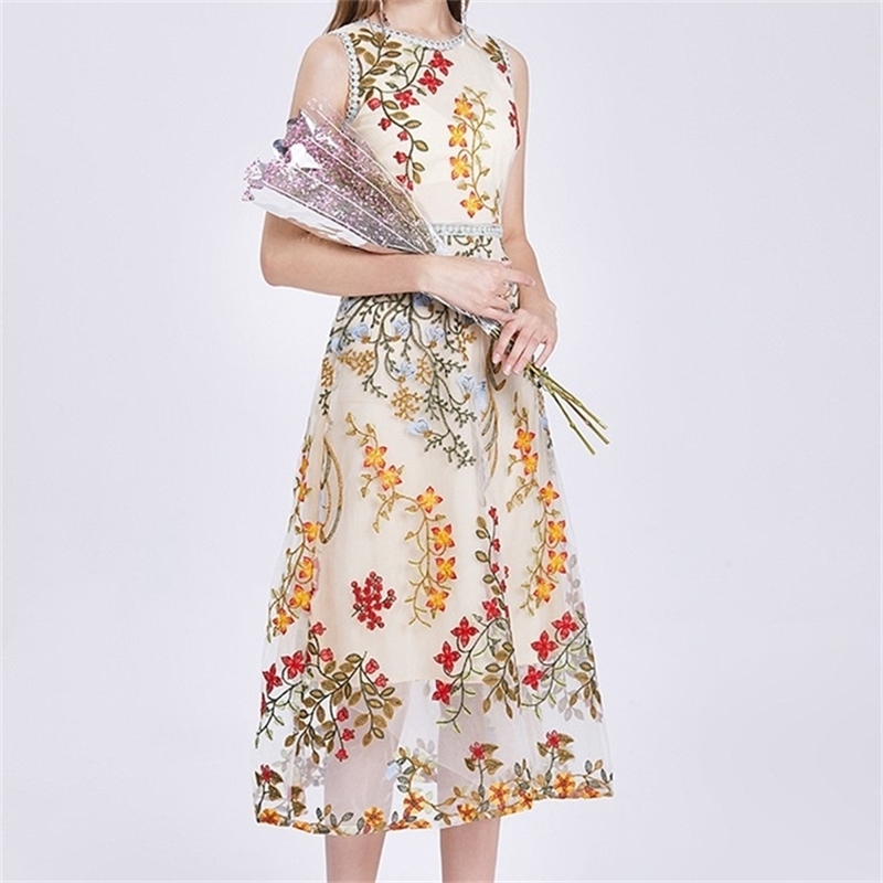Boho Summer Fashion Designer Dress Women Flowers Embroidery Lace Mesh Elegant Holiday Party Ladies Midi Dresses 210603, Picture color
Boho Summer Fashion Designer Dress Women Flowers Embroidery Lace Mesh Elegant Holiday Party Ladies Midi Dresses 210603, Picture color