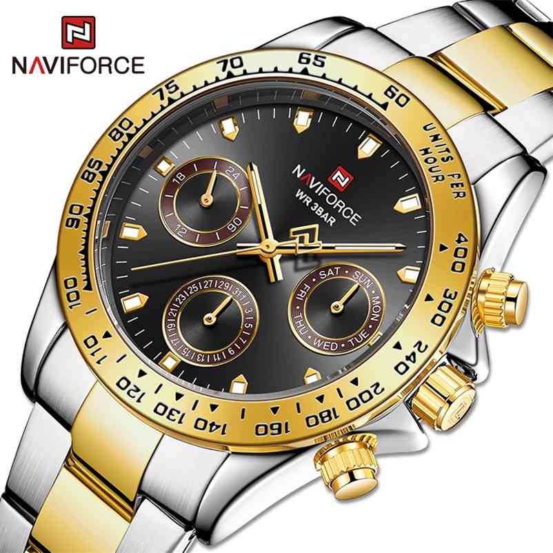 NAVIFORCE Luxury Men Watch Business Sport Quartz Multifunction Comes With A 24 Hour Stainless Steel Waterproof Watches 210608, Silver black
NAVIFORCE Luxury Men Watch Business Sport Quartz Multifunction Comes With A 24 Hour Stainless Steel Waterproof Watches 210608, Silver black