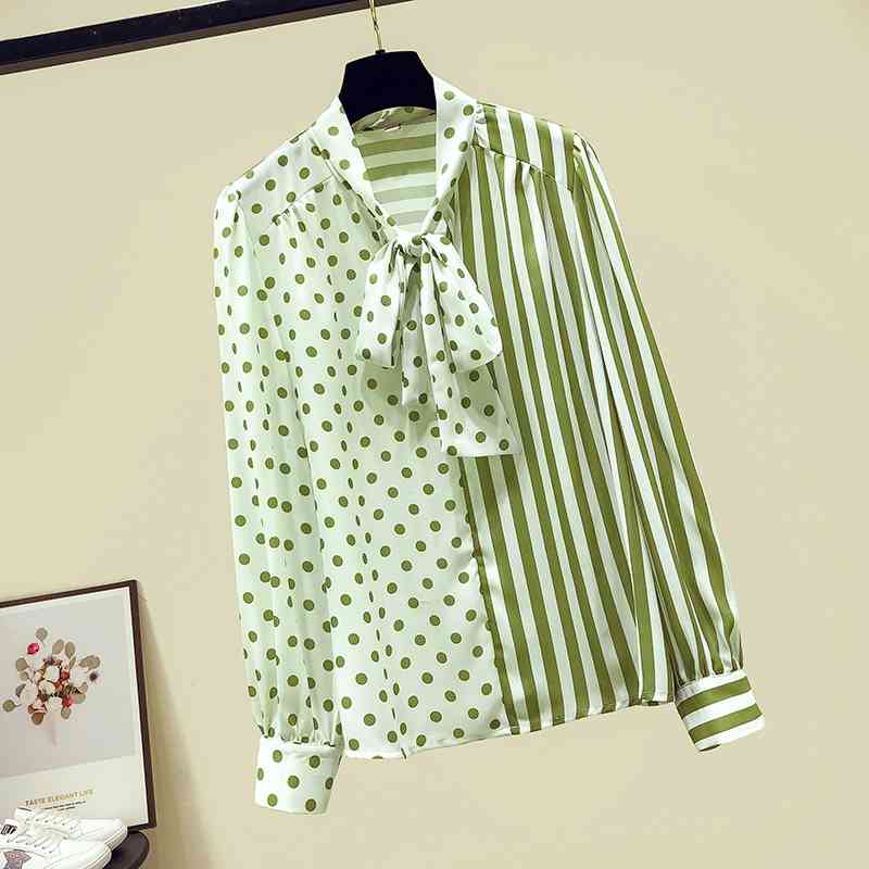 Autumn Fashion Women' Bow Collar Long Sleevese Stripe Patchwork Polka Dot Shirt Tops Ladies Blouses OL Shirts A3811 210428, Beige
Autumn Fashion Women' Bow Collar Long Sleevese Stripe Patchwork Polka Dot Shirt Tops Ladies Blouses OL Shirts A3811 210428, Beige