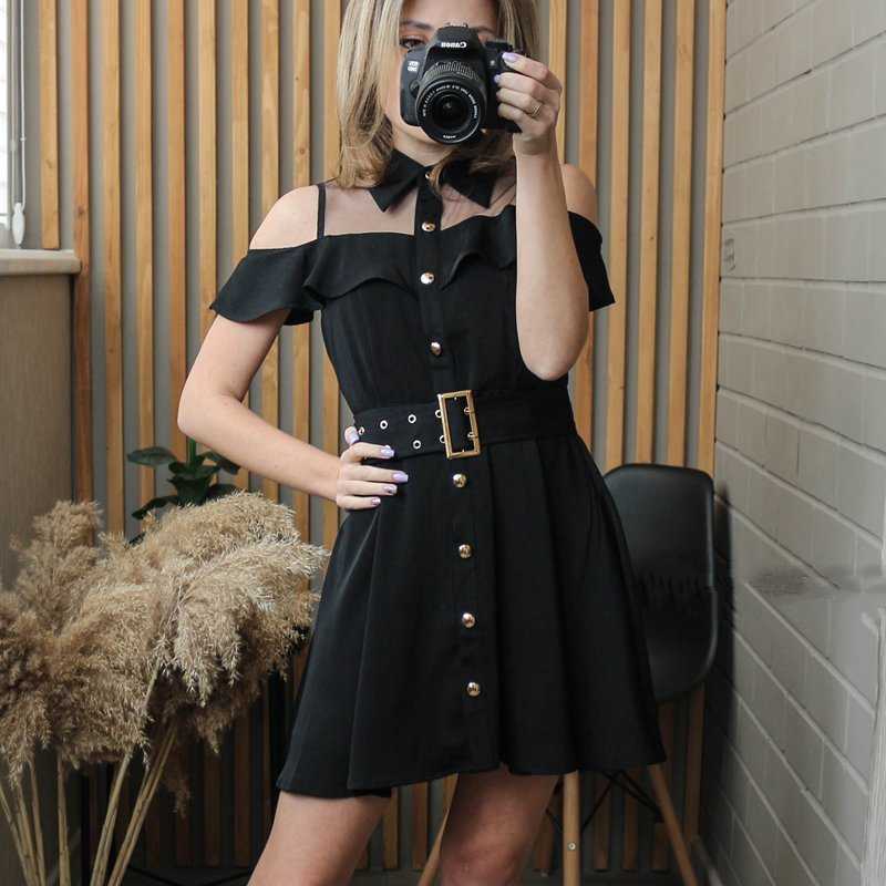 Korean OL Single Breasted Women Summer Dress Sweet Chic Black office work Short mini Dresses With Belt Vestidos jurken 210623