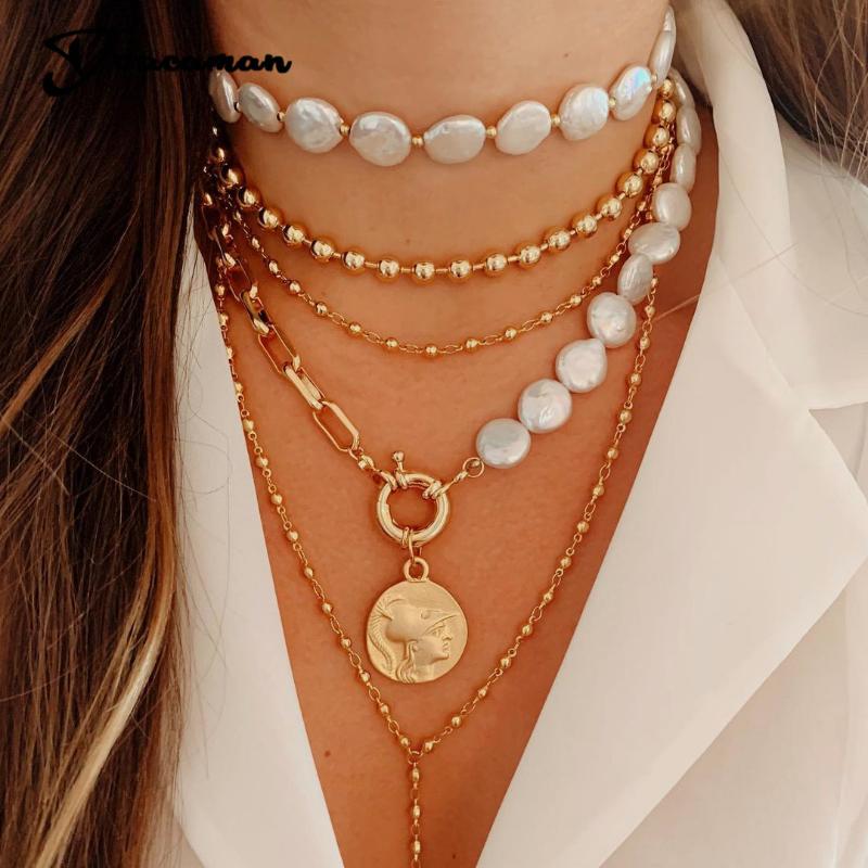 Charms Dvacaman Vintage Wedding Beads Choker Necklace For Women Stackable Head Coin Lock Pendant Necklaces Jewelry Collier Pearls, Bronze;silver
Charms Dvacaman Vintage Wedding Beads Choker Necklace For Women Stackable Head Coin Lock Pendant Necklaces Jewelry Collier Pearls, Bronze;silver