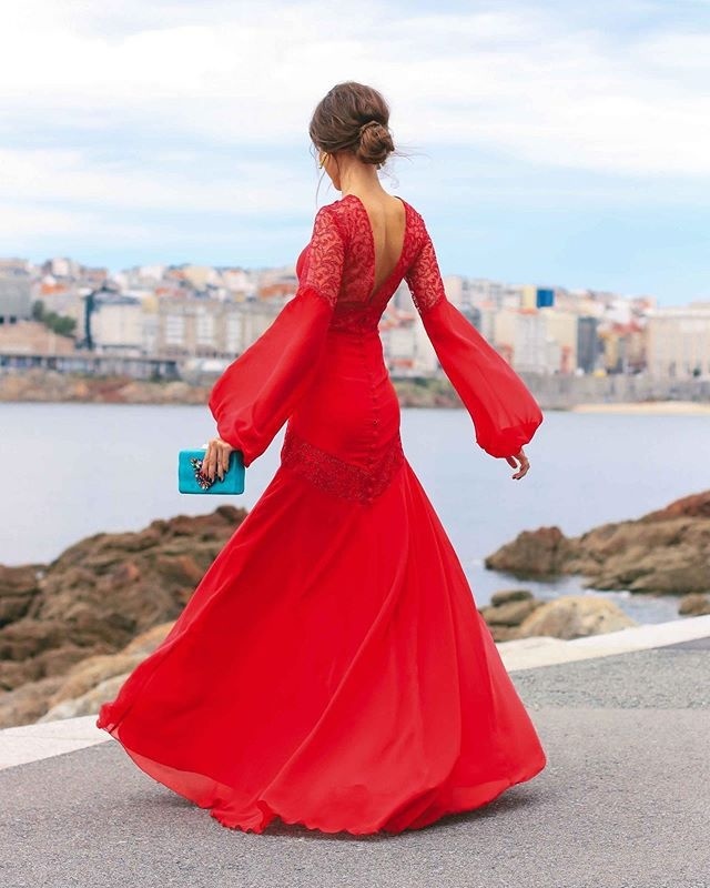 Women Dress Deep V Neck Long Sleeve Bohemia Sexy Hollow Out Maxi es High Waisted Backless Vintage es 210524