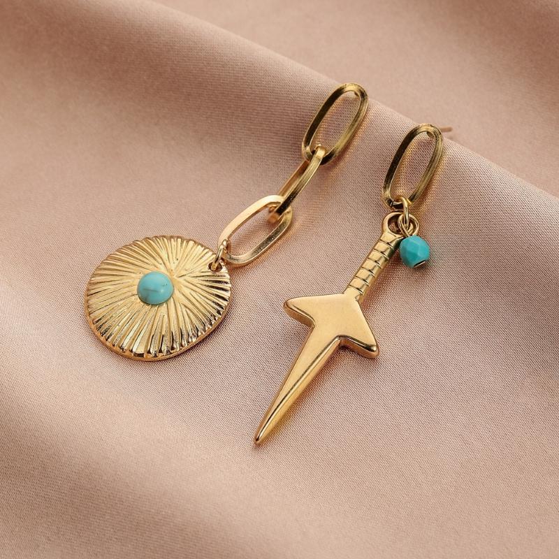 Stud VENTFILLE Personality Retro Golden Asymmetric Earrings Female Round Coin Turquoise Sword Trend Jewelry Gift Wholesale, Golden;silver
Stud VENTFILLE Personality Retro Golden Asymmetric Earrings Female Round Coin Turquoise Sword Trend Jewelry Gift Wholesale, Golden;silver