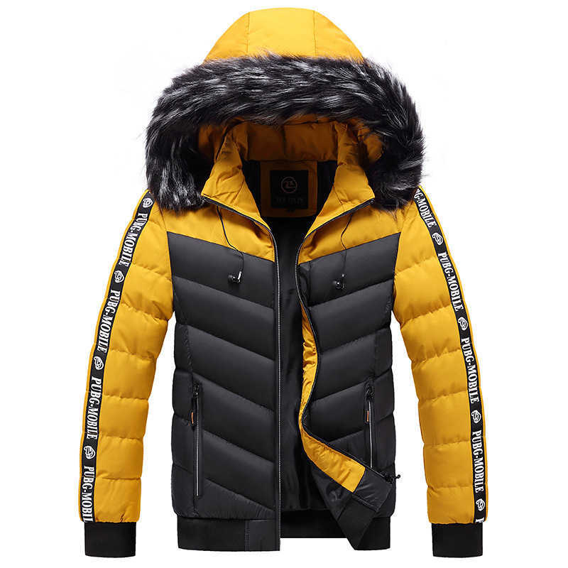 Winter Jacket Men Fur Collar Hooded Thick Warm Cotton Outwear Man Patchwork Parka and Coats Windbreaker Parkas Male M-5XL 210818