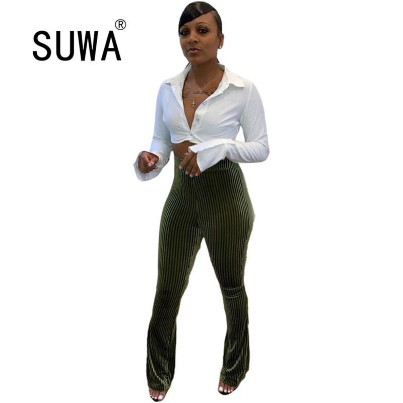 Solid Color High Waist Flare Pants Sweatpants For Women Trendy Chic Office Lady Trousers Free Dropping 210525, Army green
Solid Color High Waist Flare Pants Sweatpants For Women Trendy Chic Office Lady Trousers Free Dropping 210525, Army green