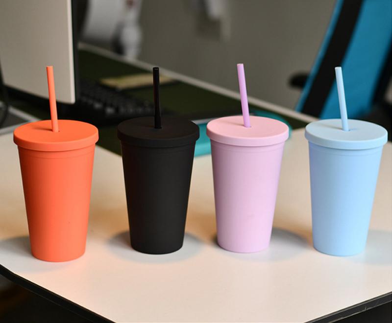 16OZ Double Layer Fashion Adults and Kids Straight Coffee Cup Mugs Tumblers Candy Colors Plastic Frosted Water Cups With Straw WLL885, As picture
16OZ Double Layer Fashion Adults and Kids Straight Coffee Cup Mugs Tumblers Candy Colors Plastic Frosted Water Cups With Straw WLL885, As picture