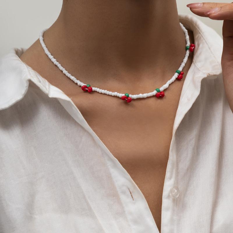 Chokers Collarbone Necklace Trending Summer White Seed Beads Beaded Red Cherry Choker Necklaces For Women Beach Fashion Neck Accessories
Chokers Collarbone Necklace Trending Summer White Seed Beads Beaded Red Cherry Choker Necklaces For Women Beach Fashion Neck Accessories