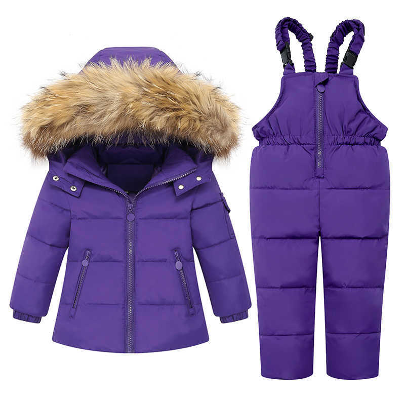 New Winter Children Clothing Set Snow wear Duck Down Jacket Baby Boys toddler Girls clothes kids parka real Fur Hood Coat Russia H0909 - view 6