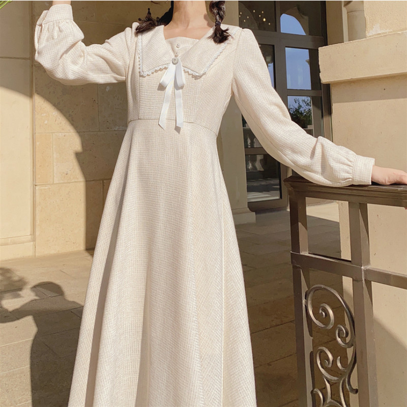 Winter Vintage Dress Women Long Sleeve Sweet Elegant Dress Korean Casual Evening Party Midi Dress Female Autumn 210521